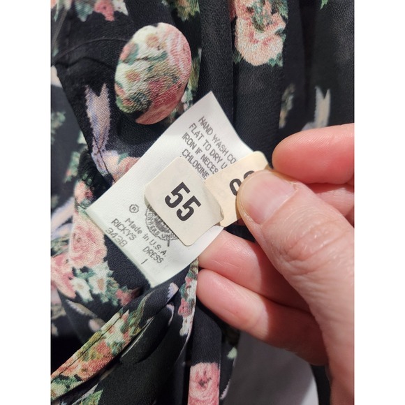 Vtg Leslie Fay Floral Bows Coquette Garden Midi Dress Size 4P SS Belted Pockets - Picture 8 of 8